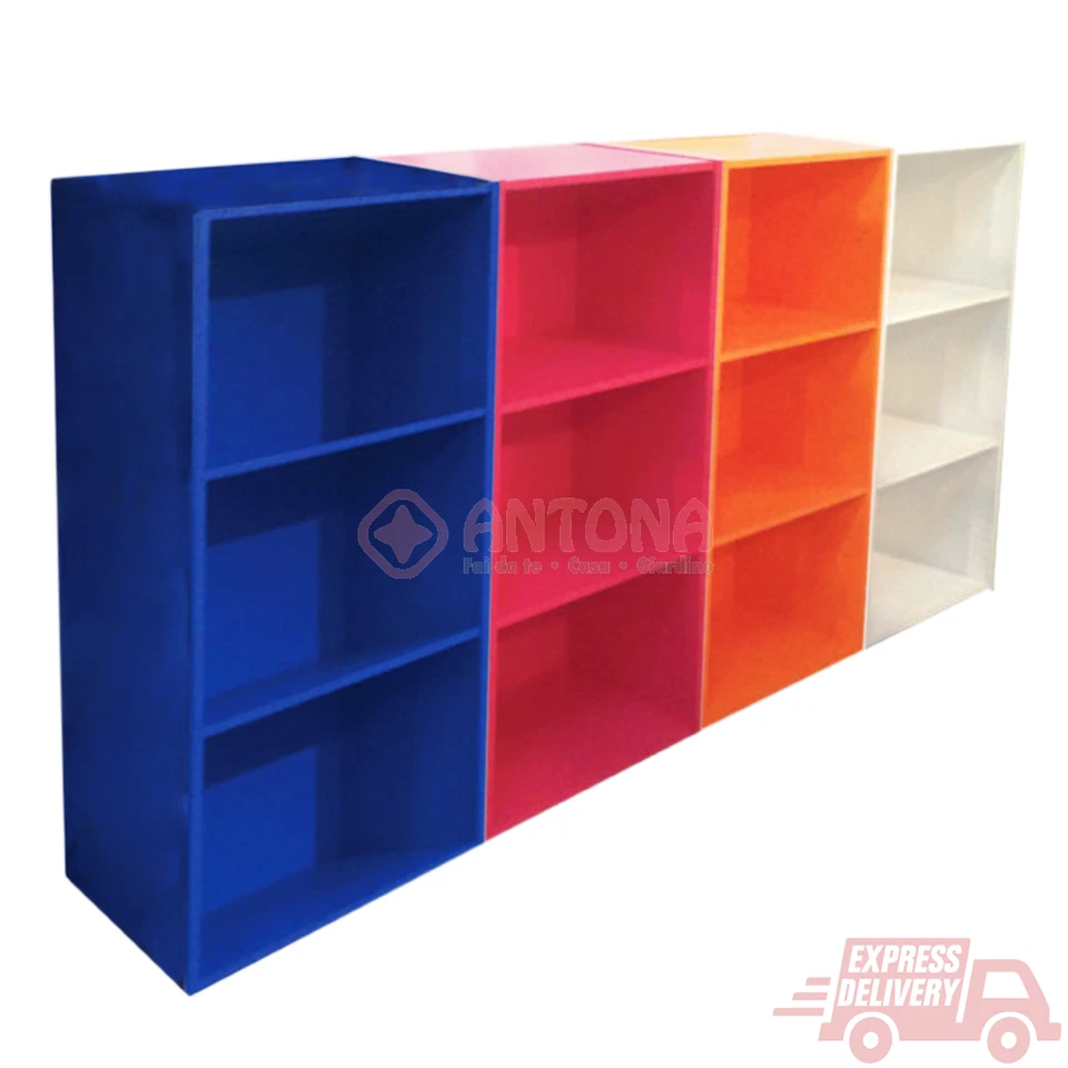 Libreria colorata componibile multiuso modulare 42x29x89H 3 Ripiani Easy Kit - Immagine 2 di 4