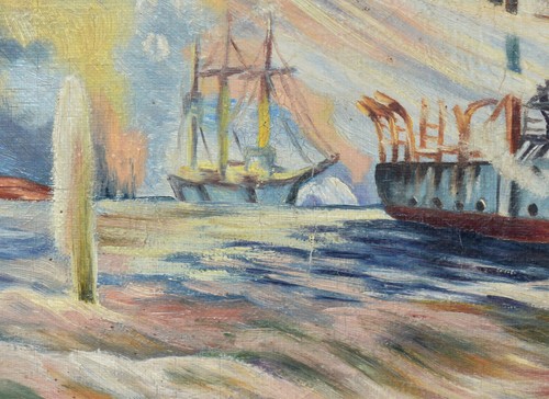 Peinture à lhuile canonnière allemande Illtis sous le feu 1. vendu WK 46 x 35 cm Chine