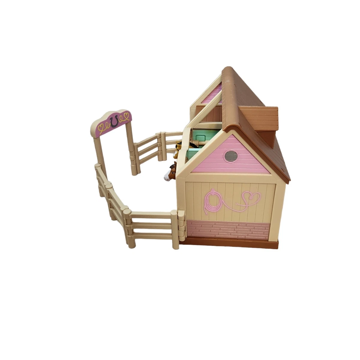 Lakeshore Learning Precious Ponies Playset Stable 6 Fence 1 Gate 2 Horse Lot