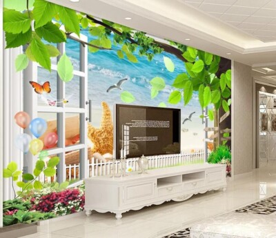 3D Sandy Beach Starfish ZHUA41474 Wallpaper Wall Murals Removable Self-adhesive