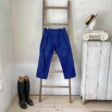 Dark Blue denim pants work wear 1950s-60s workwear buttoned French France vinta