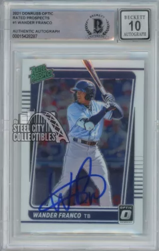 Wander Franco 2021 Panini Donruss Optic Rated Prospect Auto Card #RP1 BAS 10