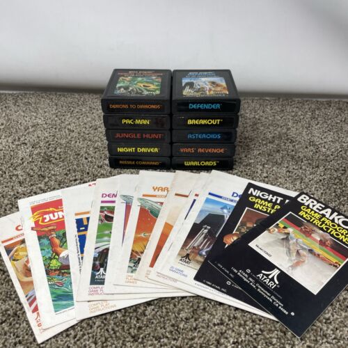 Lot Of 10 Atari 2600 Games and Manuals Lot TESTED Classic Game Lot
