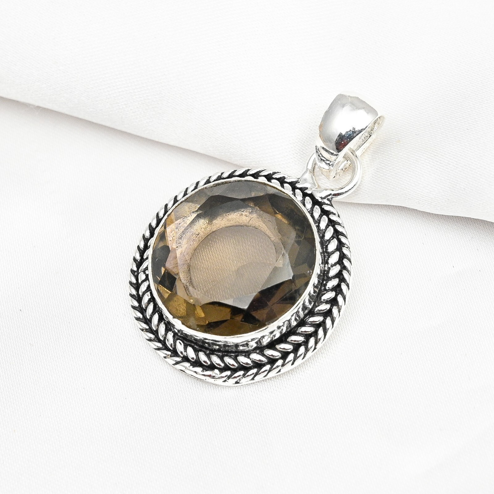 Smoky Topaz Sterling Silver Pendant Handmade Elegant Jewelry Gift