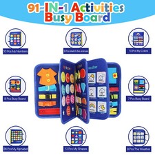Montessori Busy Book Felt Toddler 2-5Y - Learn Zipper Button Lace Dressing