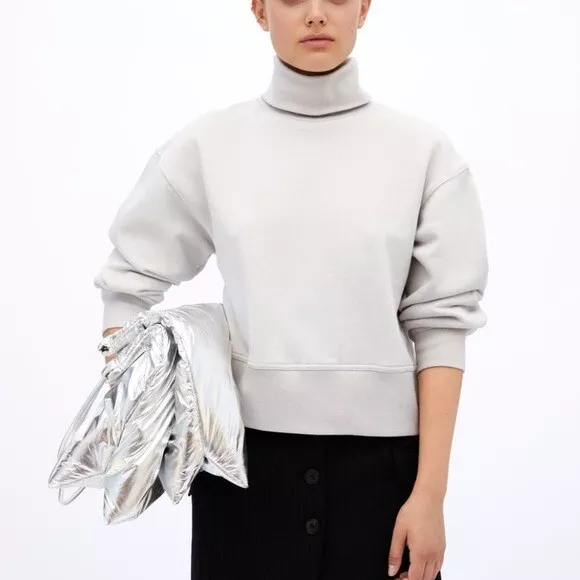 High collar sweatshirt zara clearance