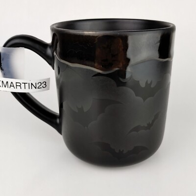 Wicked Ciroa 21oz Stoneware Coffee Soup Tea Mug Cup Halloween Black with Bats