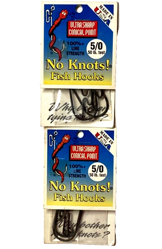 2 Packs No Knots! Fish Hooks Size 5/0 Ultra Sharp Conical Point 4 Count Package - Picture 2 of 16