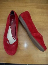 MARKS & SPENCER FOOTGLOVE RED SUEDE DOLLY STYLE SHOES UK 4 Wider Fit BNWT's