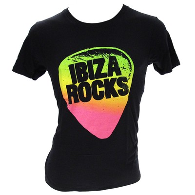 Ibiza Rocks Men S T Shirt Rainbow Logo Top Plectrum Black Tee