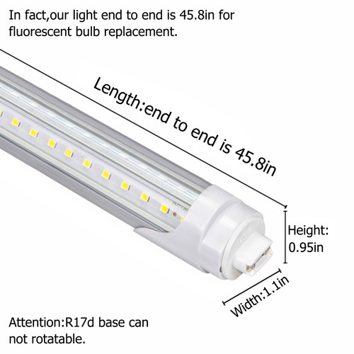 T8 LED Tube Lights 4ft(45.8in) 36W R17d Fluorescent Light Bulbs F48T12 25pcs - Picture 2 of 8