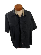 Dickies Men s 2xl Black Short Sleeve Button Front Dual Pocket Work Shirt