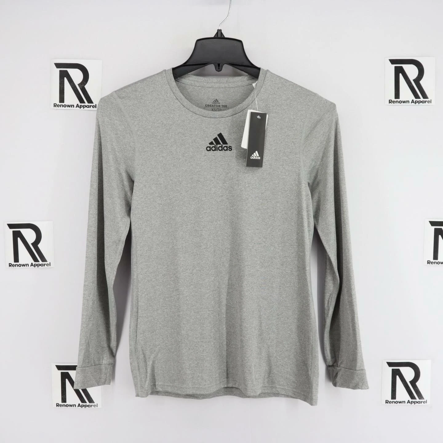 NWT Mens Adidas Creator Tee Gray Athletic Shirt Size XS Long Sleeve Casual Sport