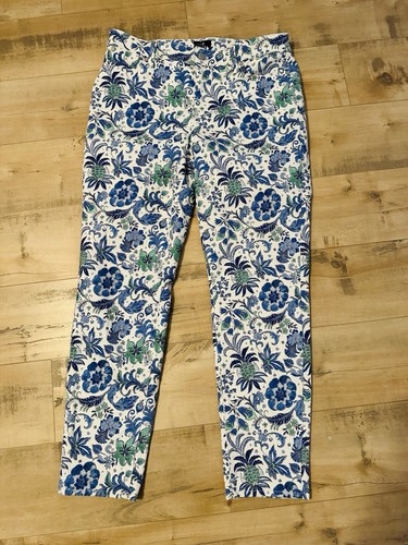Neu ohne Etikett Talbots Slim Ankle Jeanshose weiß blau Blumenmuster schmales Bein Hose Gr. 10