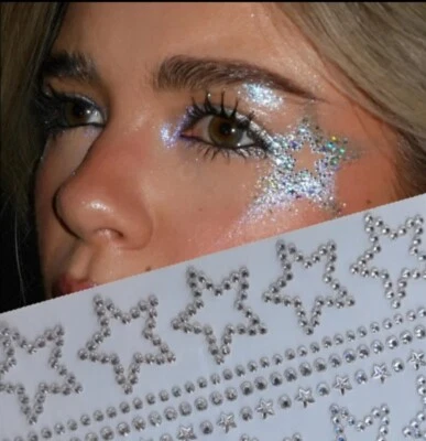 Face Gems Adhesive Star Stars 3D Jewel Tattoo Festival Party Body Sticker UK