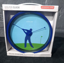 Kikkerland 20 cm Golfer Wall Clock, Blue, Green Dark Blue, 8 x 8 x 1.5 Inches
