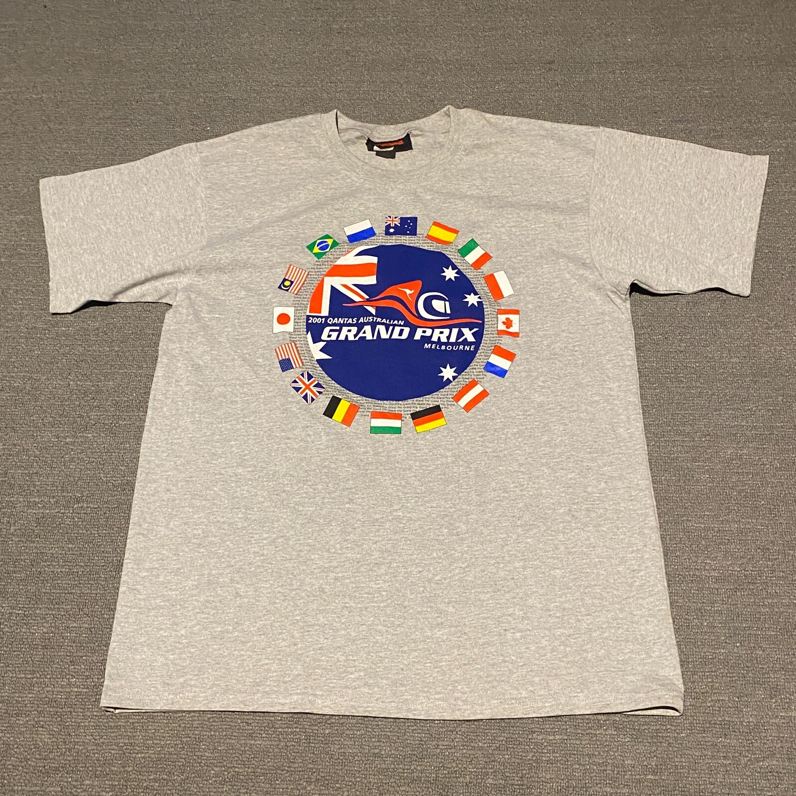 Vintage Melbourne Grand Prix Shirt Mens Medium Grey 2001 Formula 1 F1