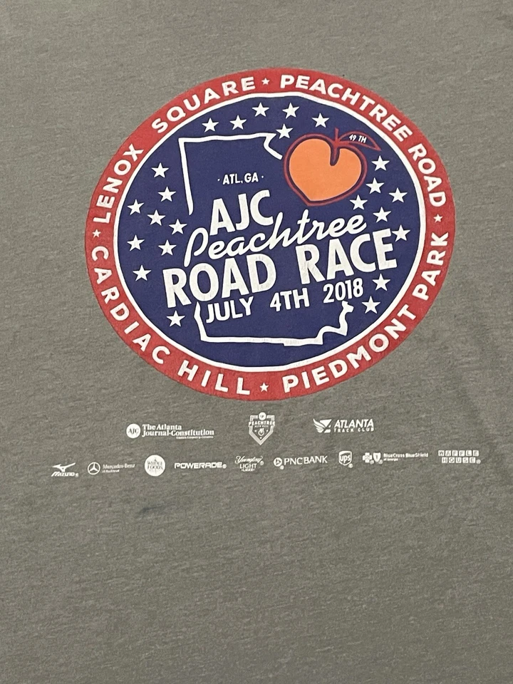 Camiseta Mizuno Performance AJC Peachtreee Road Race Adulto Hombre M Gris 2018 Foto 2 de 4