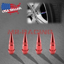 4pcs Red Long Spike Valve Stem Caps Metal Thread Set For Wheel Tires TVC20