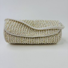 La Regale Ltd. Vintage Off White Beaded Strap Clutch Evening Oblong Handbag