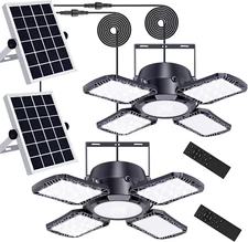 2-Pack Solar Shed Lights, 176 LED Motion Sensor Pendant with Remote