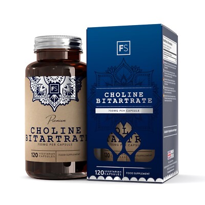 Cholinbitartrat | 120 700mg hohe Stärke Gehirn & Lebergesundheit | Ergänzung