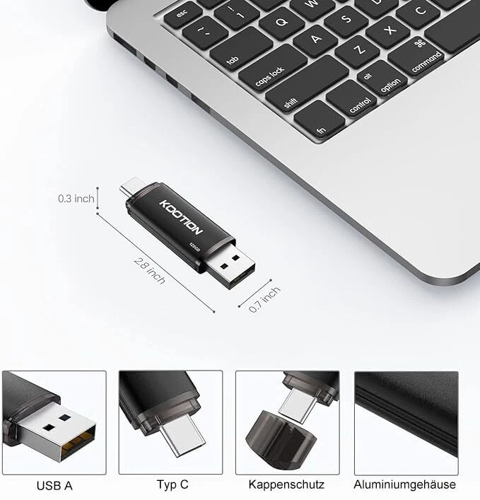KOOTION Memoria USB de 128 GB, USB C OTG 2.0, 2 en 1, 128 G, Unidad Flash Tipo - Imagen 2 de 4