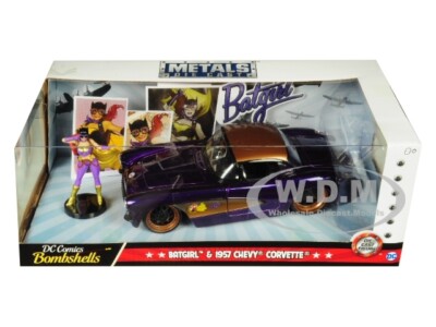 1957 CHEVROLET CORVETTE PURPLE WITH BATGIRL FIGURINE DC COMICS 1