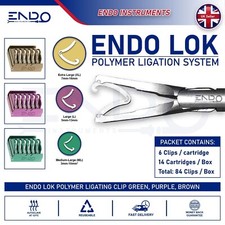 Box of 84 Endolok Polymer Ligating Clips Endo lok Clips de ligadura de pol&iacute;mero
