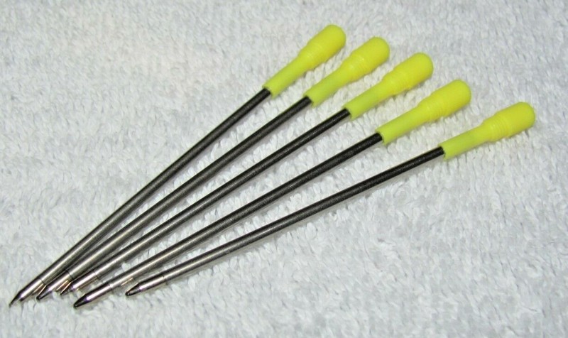5 SHORT MINI PEN REFILLS BLUE INK MED POINT 3 3/16" 80MM 8CM FITS CRYSTAL PENS