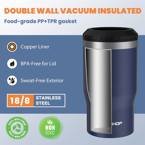 HAUSHOF 12 oz Can Cooler 4 in 1 Double Walled Can Insulator Stainless Steel Cans - Afbeelding 7 van 21