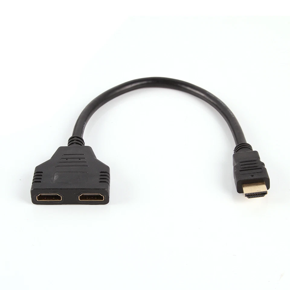 1080P HDMI Male to 2 Dual Female 1 In 2 Out Splitter Cable Adapter Converter PS3 - Image 3 of 4