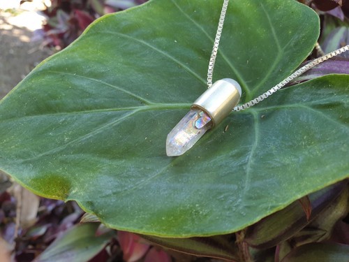 Moonstone Necklace - Rainbow Fairy Quartz OOAK S Sterling Silver 925 - Picture 5 of 16