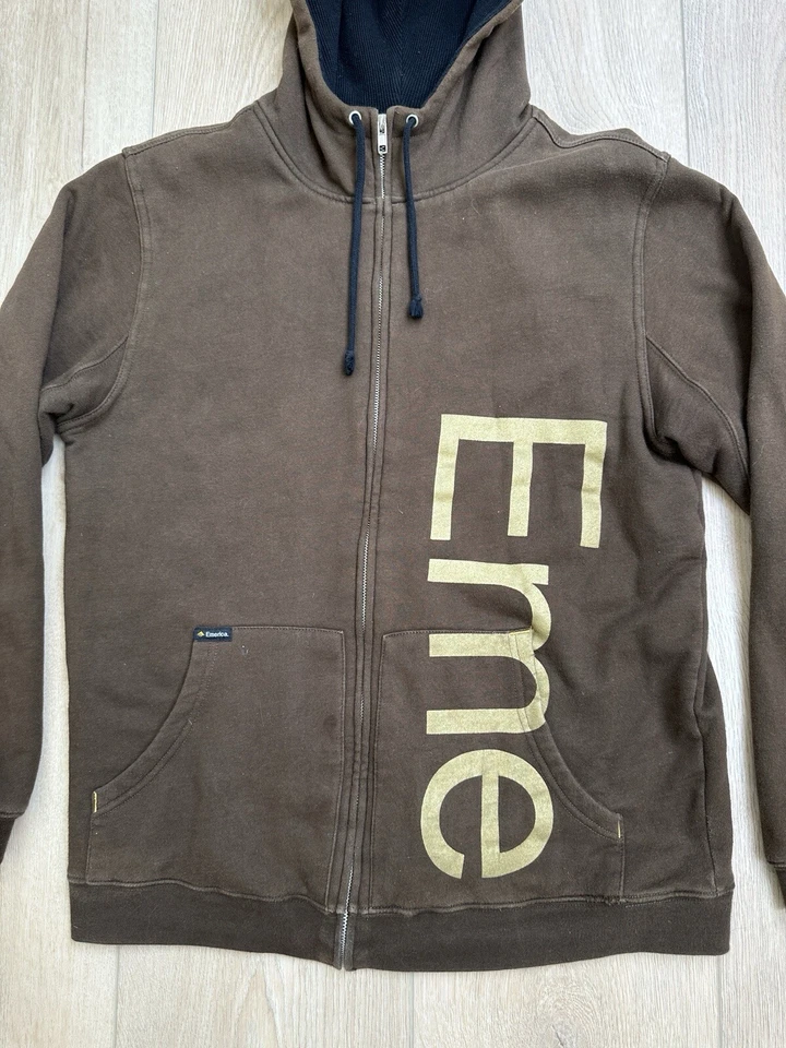 VTG 90s Emerica Skateboards Thermal Lined Hoodie Men’s M Wrap Around Sweatshirt - Image 4 of 4