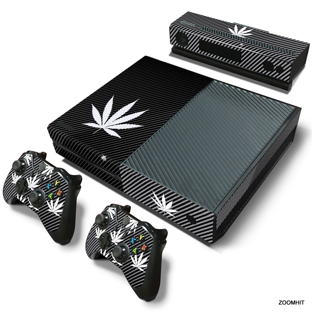 Xbox One Console Skin Decal Sticker Weeds Black + 2 Controller & Kinect Skins-image