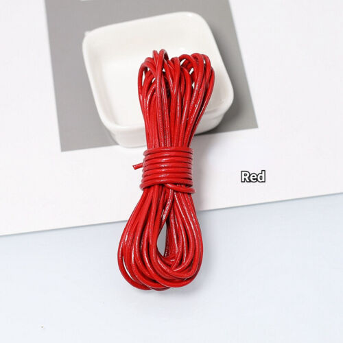 5M Genuine Real Leather Cord Rope String Round for Necklace Bracelets DIY Craft - Picture 20 of 28