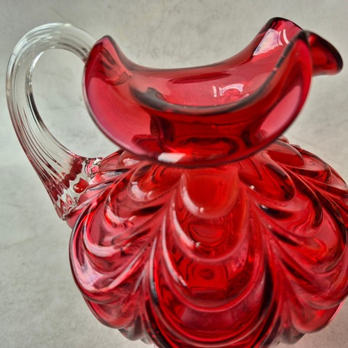 Vtg 1980 Fenton 75th Jubilee Cranberry Red Layered Drapery Pitcher. Bill Fenton - Picture 11 of 14