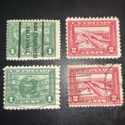 USP Scott #397 1c Balboa (2) & #398 2c Panama (2) 1915 Panama-Pacific Expo Set