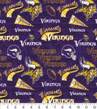 MINNESOTA VIKINGS COTTON FABRIC HALF YARD 18"x 43" Pennant