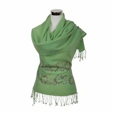 Schal bedruckt 100% Cashmere scarf Blumen Floral bedruckt printed Grün 