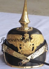 ELMETTO TEDESCO PICKELHAUBE PRUSSIANO IN PELLE WW1 & WW2 REPLICA ELMETTO LUNG...
