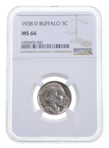 MS66 1938-D Buffalo Nickel NGC Superb Razor Sharp Gem Lustrous Gem