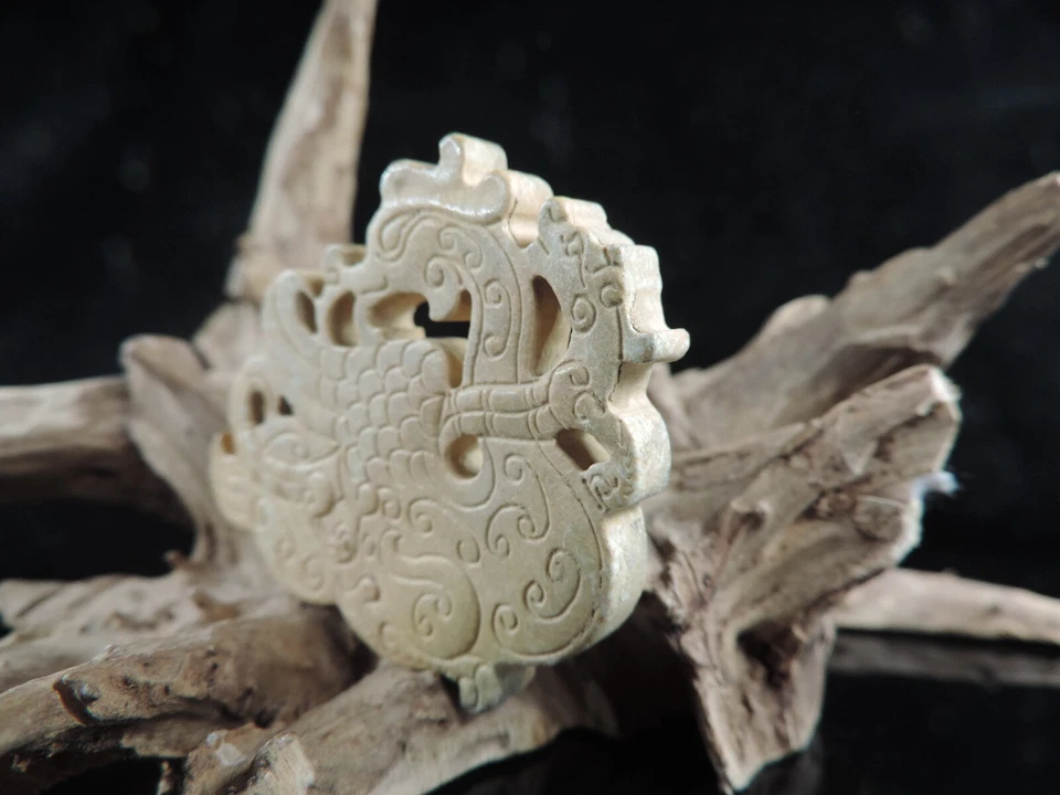 Antigua escultura china de jade de naturaleza colgante de estatua de fénix Foto 4 de 4