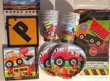 CONSTRUCTION PARTY Birthday Party Supply Set Pack Kit for 16 w/ Banner