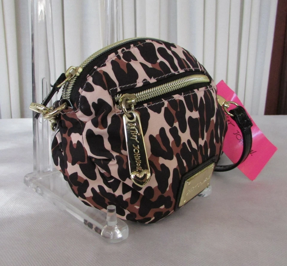 Mini Bolso Bandolera Betsey Johnson Cheetah Leopardo Natural Bolso sin asas Cosmético Nuevo con Etiquetas Foto 3 de 4