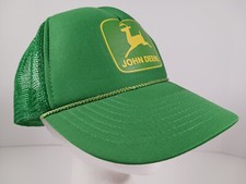 Vintage John Deere Foam Mesh Rope Trucker Snapback Hat Cap Nissun Green Yellow
