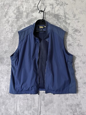 Greg Norman Mens XL Performance Wind Vest Full Zip Navy Golf