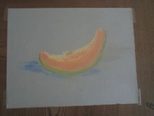 Original Pastel By Peg DeChene Humphreys, Cantaloupe Slice 12.5 x 9.5"