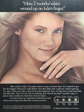 De Beers Diamond Ring Julie Forever Two Month's Salary Vintage Print Ad 1984