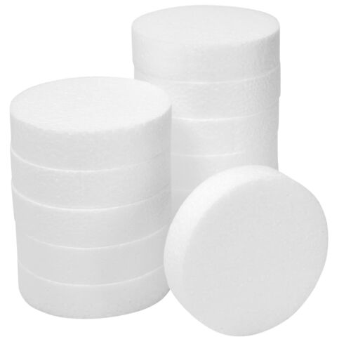 12 Pack Foam Circles for Crafts Polystyrene Discs 4 x 4 x 1 Inch